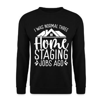 Interior Normal three Home Staging Jobs ago - Unisex Pullover - Schwarz - Vorne - Alina (178cm) & Michal (187cm)