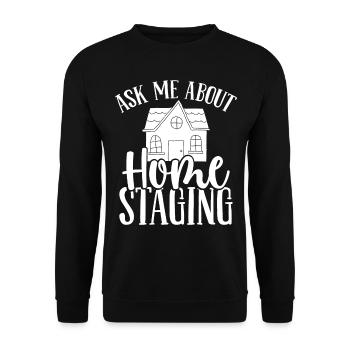 Interior Ask me about Home Staging House Stager - Unisex Pullover - Schwarz - Vorne - Alina (178cm) & Michal (187cm)