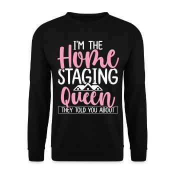 Home Staging Queen Interior House Showing - Unisex Pullover - Schwarz - Vorne - Alina (178cm) & Michal (187cm)