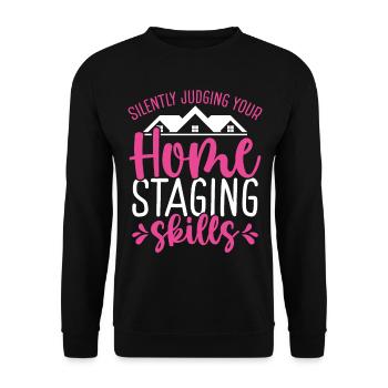 Home Staging Skills Women Interior Home Stager - Unisex Pullover - Schwarz - Vorne - Alina (178cm) & Michal (187cm)