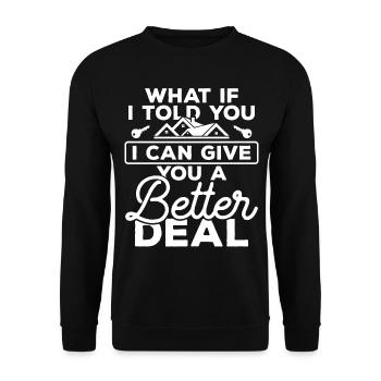 Agent immobilier Je peux vous donner une meilleure offre - Sweat-shirt Unisexe - noir - Devant - Alina (178cm) & Michal (187cm)