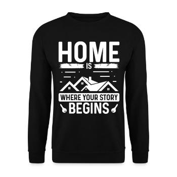 Real Estate Agent Home is where your story begins - Unisex Sweatshirt - black - Front - Alina (178cm) & Michal (187cm)