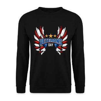 Red And White Feathers For Veterans Day - Unisex Pullover - Schwarz - Vorne - Alina (178cm) & Michal (187cm)