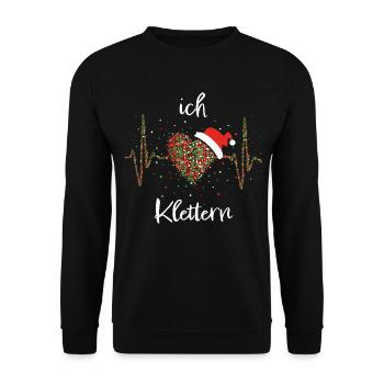 Klettern Herz Bouldern Kletterer Bergsteigen - Unisex Pullover - Schwarz - Vorne - Alina (178cm) & Michal (187cm)