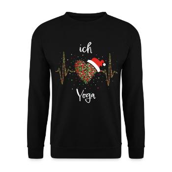 Yoga Herz Meditation Christmas Weihnachtsmotiv - Unisex Pullover - Schwarz - Vorne - Alina (178cm) & Michal (187cm)