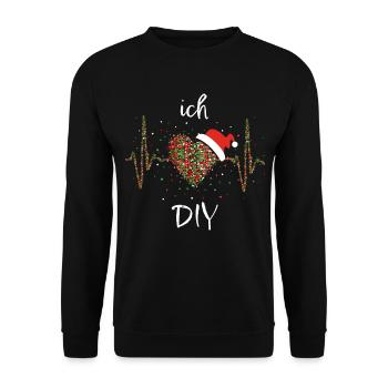 DIY Handarbeit Basteln Do it Yourself Christmas - Unisex Pullover - Schwarz - Vorne - Alina (178cm) & Michal (187cm)