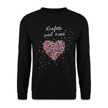 Konfetti Karneval Fasnacht Fasching 5. Jahreszeit - Unisex Pullover - Schwarz - Vorne - Alina (178cm) & Michal (187cm)