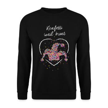 Narrenkappe Konfetti Karneval Fasnacht Fastelovend - Unisex Pullover - Schwarz - Vorne - Alina (178cm) & Michal (187cm)