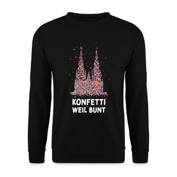Kölner Dom Karneval Konfetti Fastelovend Jeck - Unisex Pullover - Schwarz - Vorne - Alina (178cm) & Michal (187cm)