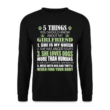 My girlfriend and boyfriend 5 things you know about - Unisex Sweatshirt - black - Front - Alina (178cm) & Michal (187cm)