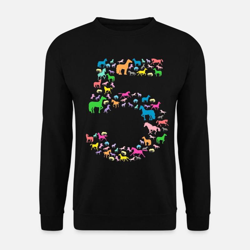 FÜNF JAHRE MIT PFERDEN UND EINHÖRNERN - Unisex Pullover - Schwarz