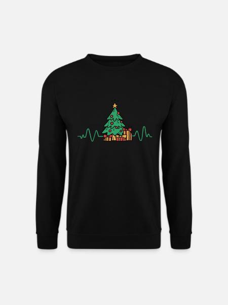 Holiday Heartbeat Xmas Christmas Tree Christmas - Unisex Pullover - Schwarz