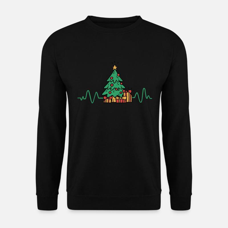 Holiday Heartbeat Xmas Christmas Tree Christmas - Unisex Pullover - Schwarz