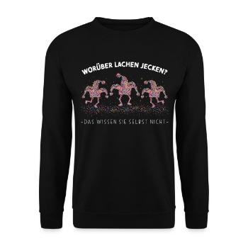 Kölner Karneval Jeck Narren Fasching Konfetti - Unisex Pullover - Schwarz - Vorne - Alina (178cm) & Michal (187cm)
