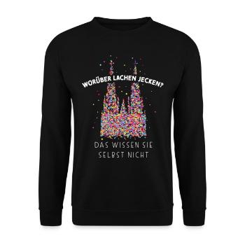 Kölner Dom Karneval Fasching Fasnacht Konfetti - Unisex Pullover - Schwarz - Vorne - Alina (178cm) & Michal (187cm)