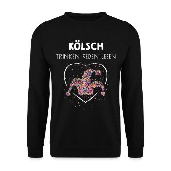 Kölsch Kölner Karneval Kölnerin Fasching Konfetti - Unisex Pullover - Schwarz - Vorne - Alina (178cm) & Michal (187cm)
