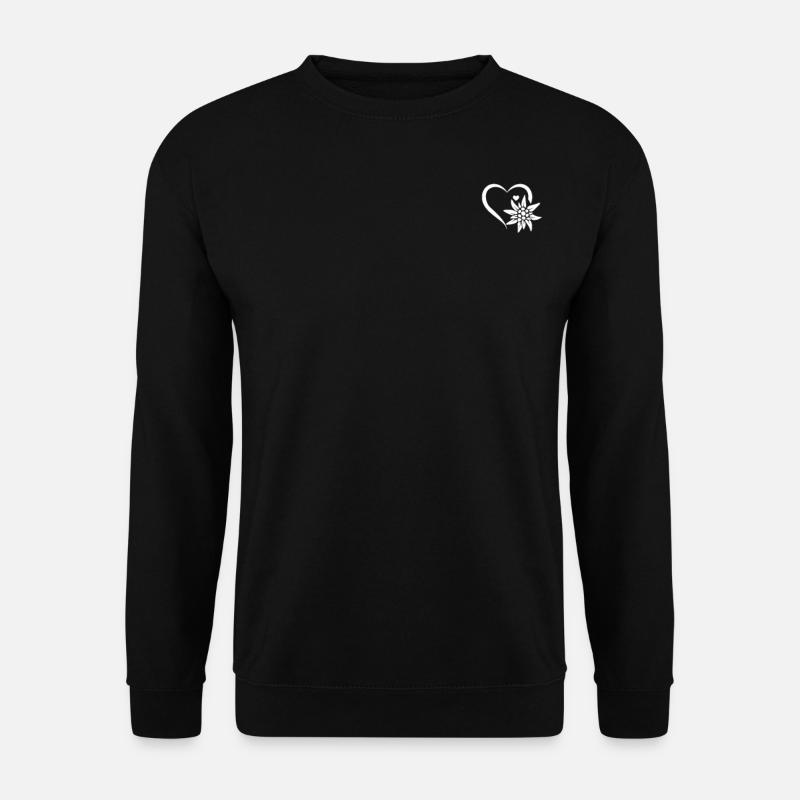 Mountain Edelweiß Heart Flower Edelweiss Flower - - Unisex Pullover - Schwarz