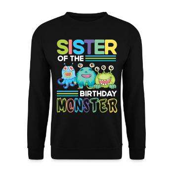 Sister of the birthday monster family - Unisex Sweatshirt - black - Front - Alina (178cm) & Michal (187cm)