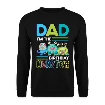 Father of the birthday monster Family siblings - Unisex Sweatshirt - black - Front - Alina (178cm) & Michal (187cm)