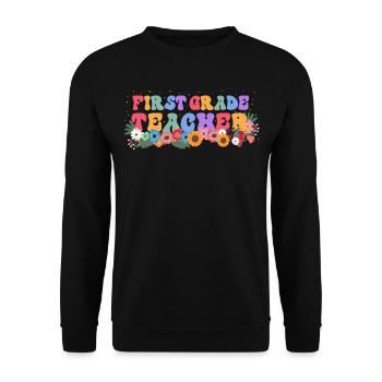 Enseignante de première année Fleurs sauvages florales - Sweat-shirt Unisexe - noir - Devant - Alina (178cm) & Michal (187cm)