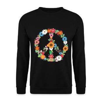 Bouquet of Peace Signs Botanical - Unisex Sweatshirt - black - Front - Alina (178cm) & Michal (187cm)
