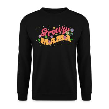 Groovy Mama Floral Fleurs Sauvages Fleurier - Sweat-shirt Unisexe - noir - Devant - Alina (178cm) & Michal (187cm)