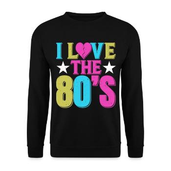 J’adore le vintage rétro des années 80 des années 1980 | Costume des années 80 - Sweat-shirt Unisexe - noir - Devant - Alina (178cm) & Michal (187cm)