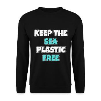 Keep The Sea Plastic Free Environmental Protection Save the Sea - Unisex Sweatshirt - black - Front - Alina (178cm) & Michal (187cm)