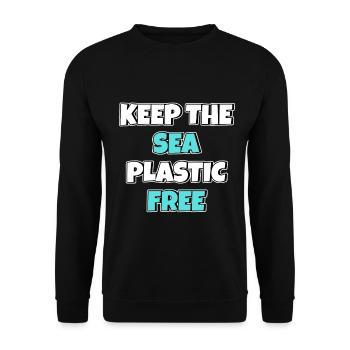 Keep The Sea Plastic Free Environmental Protection Save the Sea - Unisex Sweatshirt - black - Front - Alina (178cm) & Michal (187cm)