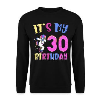 Es Ist Mein 30. Geburtstag Dabbing Unicorn Pony - Unisex Pullover - Schwarz - Vorne - Alina (178cm) & Michal (187cm)