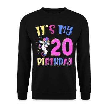 Es Ist Mein 20. Geburtstag Dabbing Unicorn Pony - Unisex Pullover - Schwarz - Vorne - Alina (178cm) & Michal (187cm)