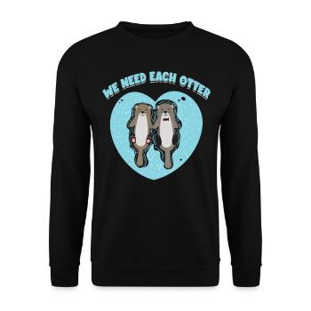 Wir Brauchen Jeden Otter | Otter-liebhaber Shirt - Unisex Pullover - Schwarz - Vorne - Alina (178cm) & Michal (187cm)