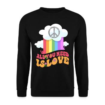 All you need is love peace - Unisex Sweatshirt - black - Front - Alina (178cm) & Michal (187cm)