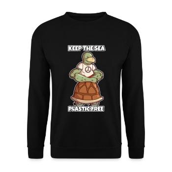 Keep The Sea Plastic Free Environmental Protection Save the Sea - Unisex Sweatshirt - black - Front - Alina (178cm) & Michal (187cm)