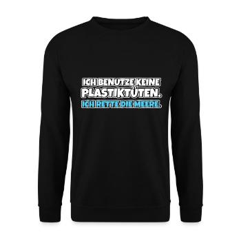 Keep The Sea Plastic Free Umweltschutz Meer retten - Unisex Pullover - Schwarz - Vorne - Alina (178cm) & Michal (187cm)
