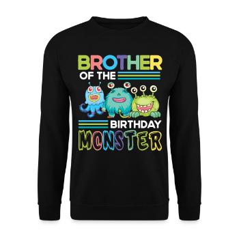 Bruder Des Geburtstagsmonsters Familie Geschwister - Unisex Pullover - Schwarz - Vorne - Alina (178cm) & Michal (187cm)