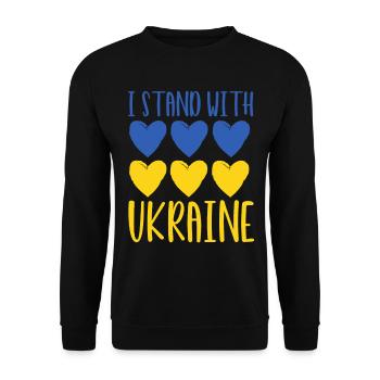 Soutenez l’Ukraine, la paix et non la guerre - Sweat-shirt Unisexe - noir - Devant - Alina (178cm) & Michal (187cm)