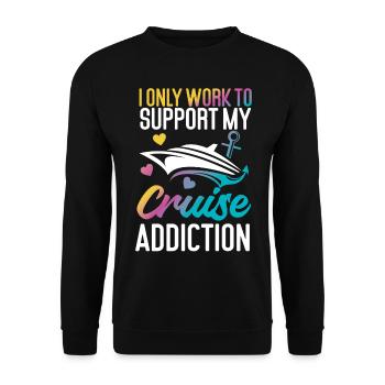 Cruise Ship Vacation I Only Work - Unisex Sweatshirt - black - Front - Alina (178cm) & Michal (187cm)