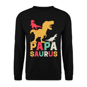 Papasaurus Papa Dinosaur - Papa Saurus Papa Dino - Unisex Sweatshirt - black - Front - Alina (178cm) & Michal (187cm)