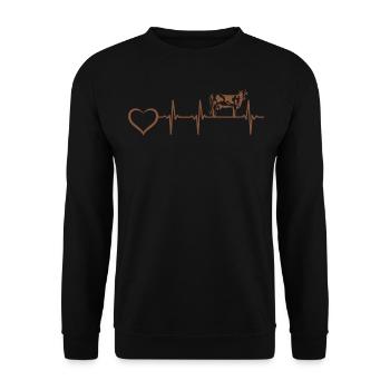 Cow Heart Line Art Cow Heartbeat Heart - Milk Cow - Unisex Pullover - Schwarz - Vorne - Alina (178cm) & Michal (187cm)