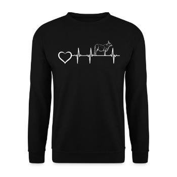 Cow Heartbeat Heart Line Art Cow Heart Milk Cow - Unisex Pullover - Schwarz - Vorne - Alina (178cm) & Michal (187cm)