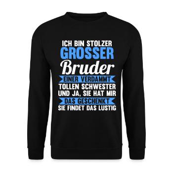 Geschwister Schwester Familie Brüder Bruder - Unisex Pullover - Schwarz - Vorne - Alina (178cm) & Michal (187cm)