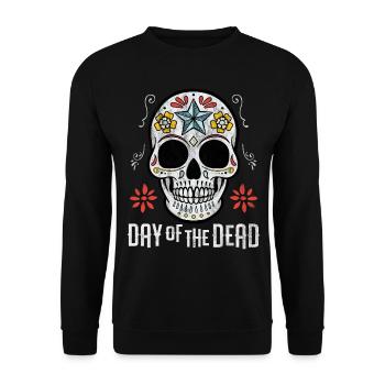 Sugar Skull Day of the dead - Unisex Sweatshirt - black - Front - Alina (178cm) & Michal (187cm)