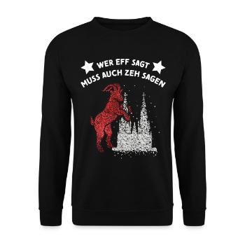 Kölner Dom Rot Weiss Rut Wies Fussball Karnevalist - Unisex Pullover - Schwarz - Vorne - Alina (178cm) & Michal (187cm)