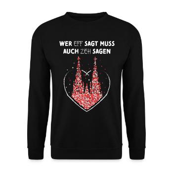 Rot Weiss Rut Wies Dom Kölnerin Kostümersatz Jeck - Unisex Pullover - Schwarz - Vorne - Alina (178cm) & Michal (187cm)