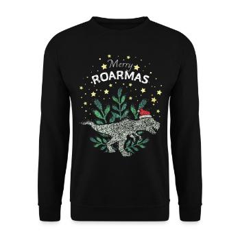 TRex Dinosaur Merry Christmas Santa Hat - Unisex Sweatshirt - black - Front - Alina (178cm) & Michal (187cm)