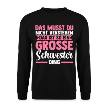 Geschwister Familie Schwestern Schwester - Unisex Pullover - Schwarz - Vorne - Alina (178cm) & Michal (187cm)