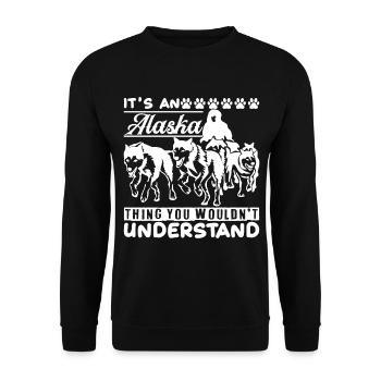 Sled Dog Racing Sled Dogs Gift - Unisex Sweatshirt - black - Front - Alina (178cm) & Michal (187cm)