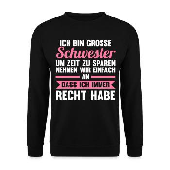 Geschwister Familie Schwestern Schwester - Unisex Pullover - Schwarz - Vorne - Alina (178cm) & Michal (187cm)