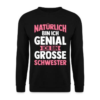 Geschwister Familie Schwestern Schwester - Unisex Pullover - Schwarz - Vorne - Alina (178cm) & Michal (187cm)
